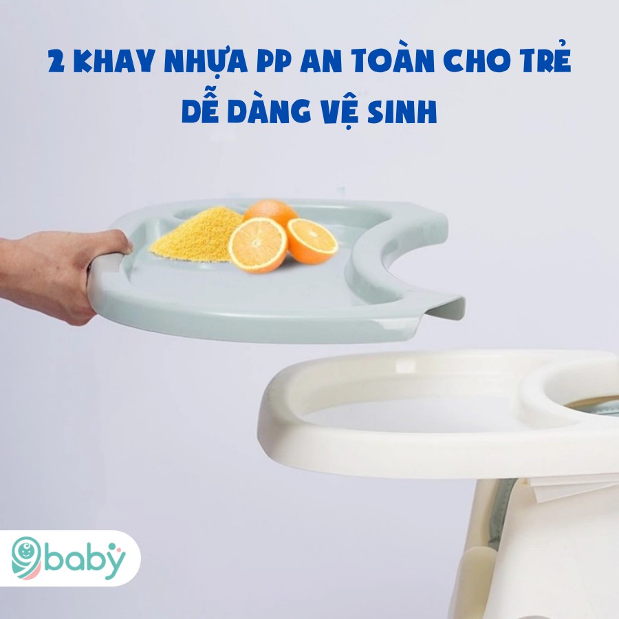 FREESHIP !!! Ghế ăn dặm 9Baby full đệm, chân, đai an toàn bảo hành - TẶNG KÈM YẾM ĂN DẶM