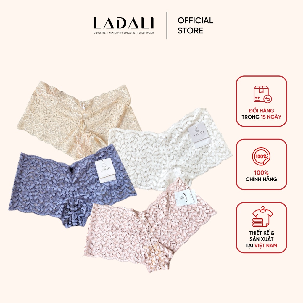 COMBO 4 Quần Lót Bầu Dáng Đùi Đũng Cotton Kháng Khuẩn, Ren Mềm Thoải Mái Hàng Thiết Kế Cao Cấp Ladali