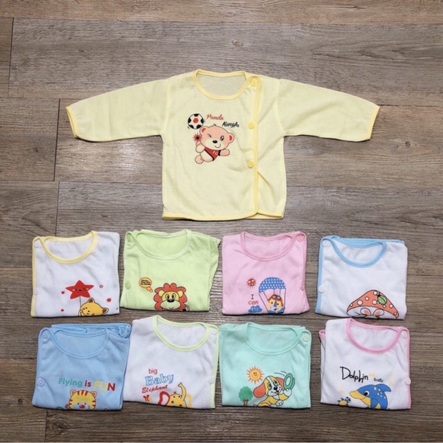 set 5 áo sơ sinh dài tay Jou chất cotton cực đẹp cho bé