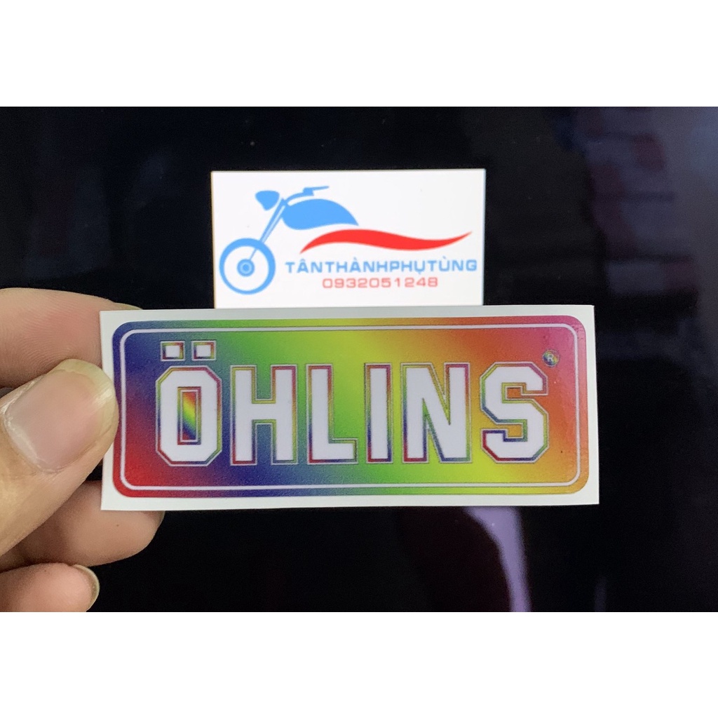 Tem Decal chữ Ohlins 8x3cm- giá 1 tem