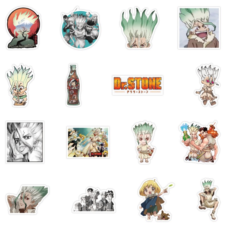 Combo 100 sticker Anime Dr.Stone - Tiến Sĩ Đá không thấm nước dán laptop, vali, mũ bảo hiểm,..