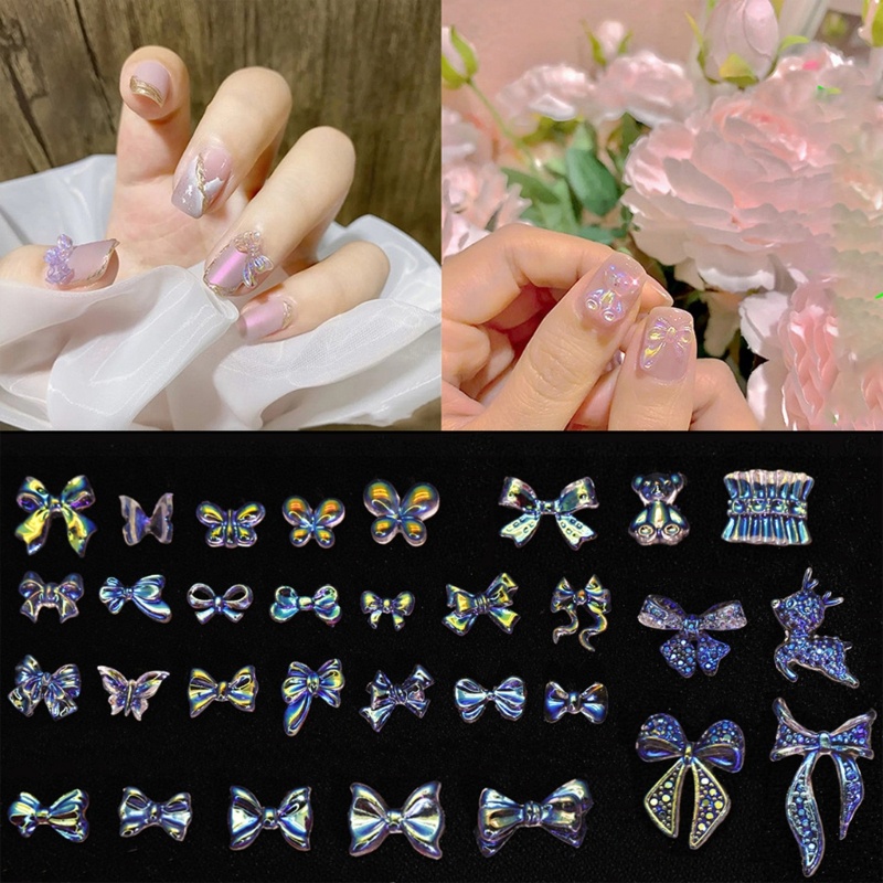 Set 200 Hình Dán Trang Trí Móng Tay Hình Nơ 3D