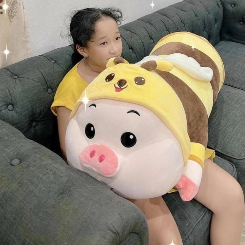 Gấu bông lợn biến hình ong, gối ôm hình thú nhồi bông cho bé, heo bông cực kì dễ thương TK03