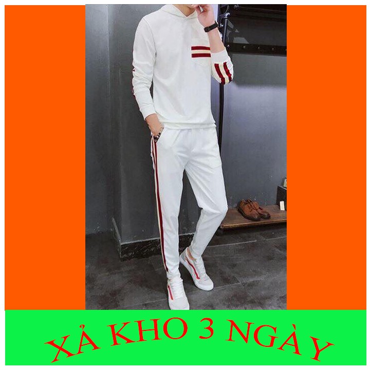 Bộ nỉ da cá thu đông 3 vạch đen trắng