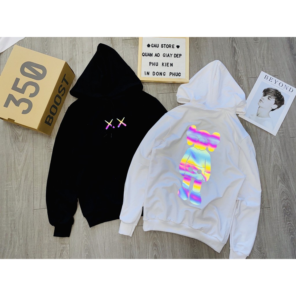 Áo khoác hoodie GẤU194 Phản quang KAWS vải nỉ co dãn, dày dặn mềm mịn form rộng | BigBuy360 - bigbuy360.vn