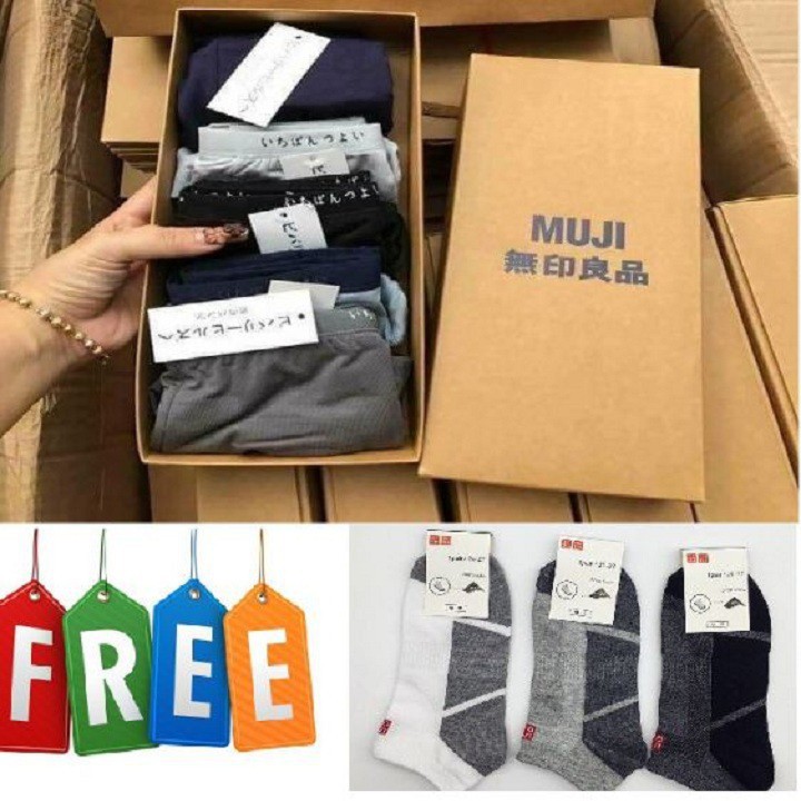 Set 5 Quần Lot Nam Muji Nhật Bản Tặng Kèm 1 Đôi Tất Nam Cổ Dài