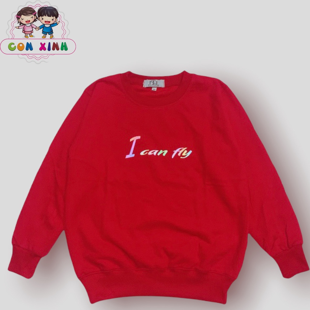 Áo sweater CONXINH form rộng nỉ trẻ em phản quang 7 màu Cánh chim,thời trang thu đông cho trẻ em từ 4 đến 10 tuổi