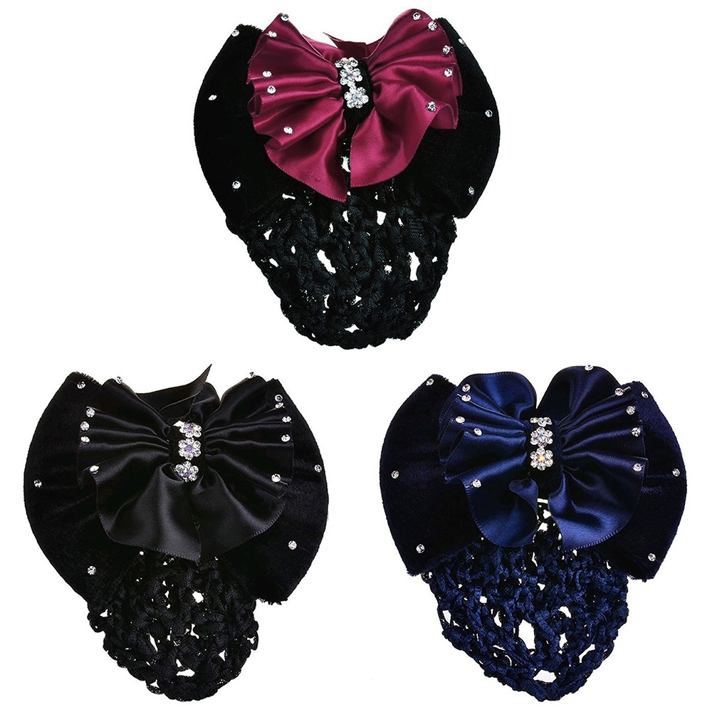 Kẹp lưới búi tóc trang trí nơ thời trang cho nữ