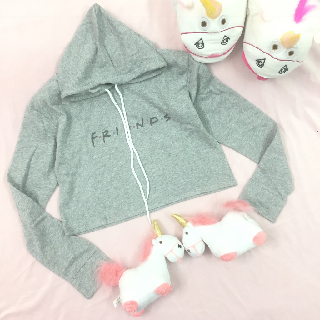 [Ảnh thật] Hoodie croptop (38-52kg). áo croptop hoodie. firends