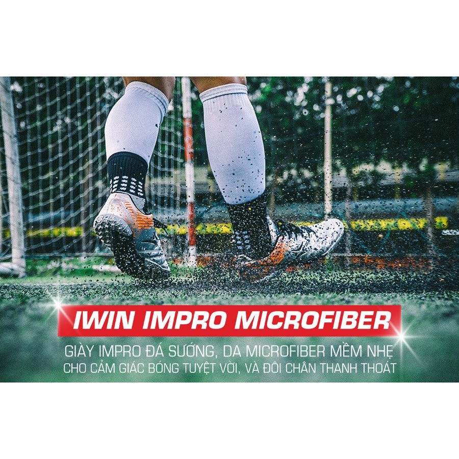 Giày đá banh sân cỏ nhân tạo iWin imPRO Microfiber M02- Giày đá banh thương hiệu Việt (Tặng tất chống trơn 49k)