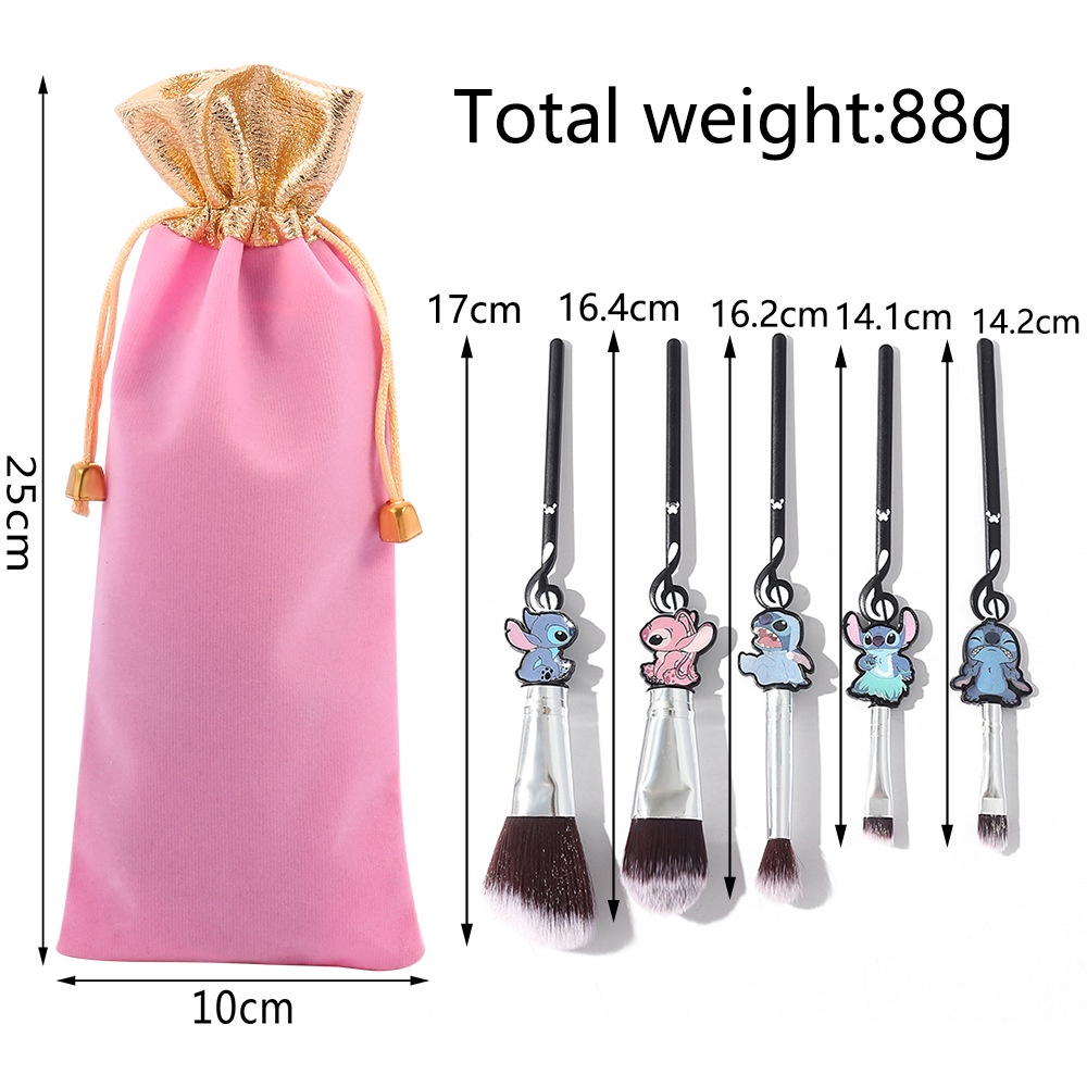 Bộ 5 Cọ Trang Điểm Phấn Mắt Hình Stitch Dễ Thương