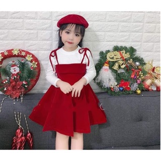 Set váy nhung cho bé gái