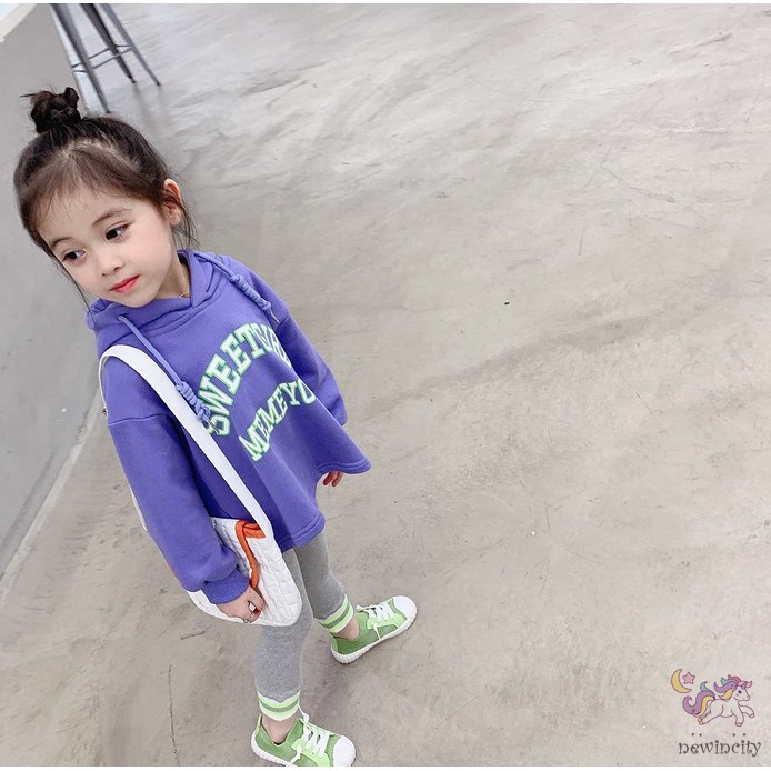 Áo Hoodie In Chữ Phong Cách Hàn Quốc Xinh Xắn Cho Bé Gái