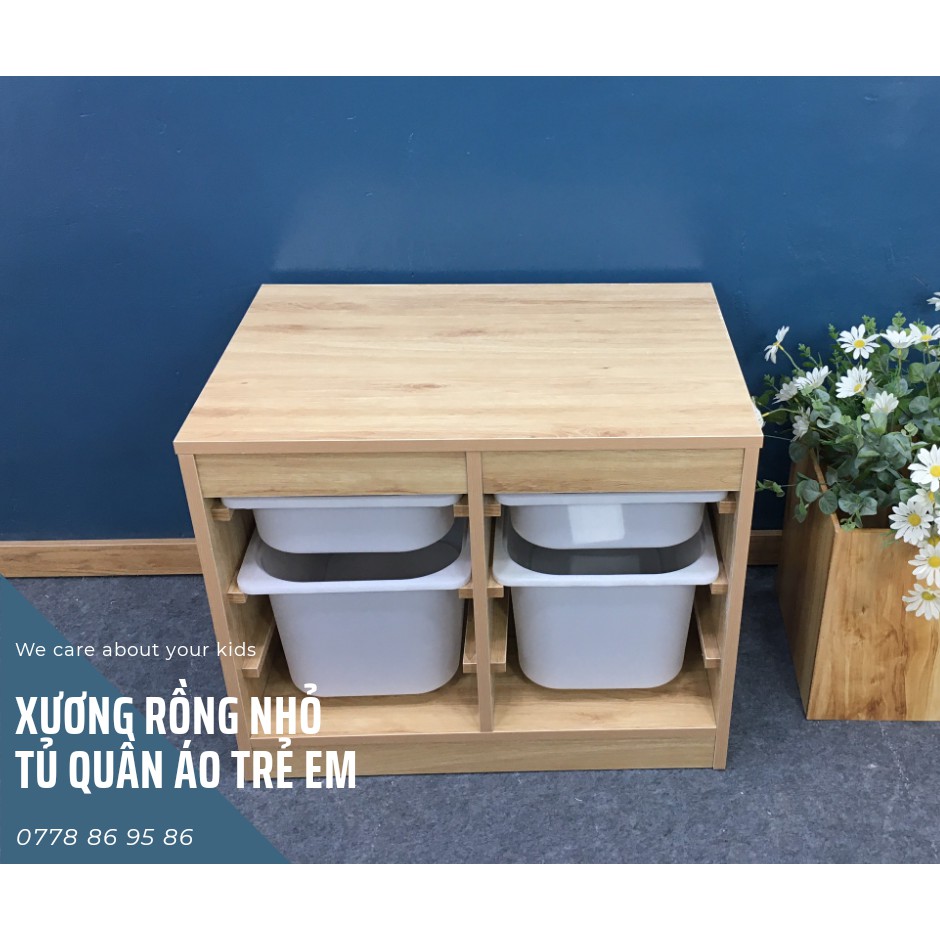 Kệ đồ chơi trẻ em kết hợp thùng nhựa IKEA (đơn giá đã bao gồm 4 thùng nhựa IKEA chính hãng đi kèm)