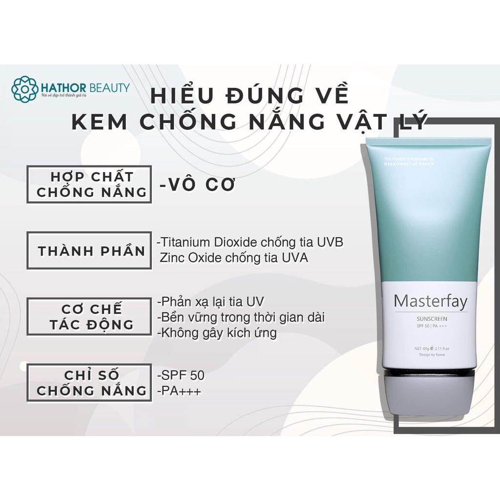 Kem chống nắng vật lý[Tặng kem mặt nạ dưỡng da & kem chống nắng mini] Sunscreen Masterfay 60g | BigBuy360 - bigbuy360.vn