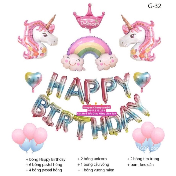 Set Bóng ngựa Pony Backdrop Thiết Kế Tên Theo Yêu Cầu Có Thể Đổi Màu Ngựa Theo yêu thích Tặng Bơm Và keo