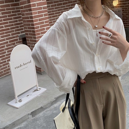  Áo sơ mi nữ cổ polo tay dài oversize thiết kế mới thời trang 45151 | BigBuy360 - bigbuy360.vn