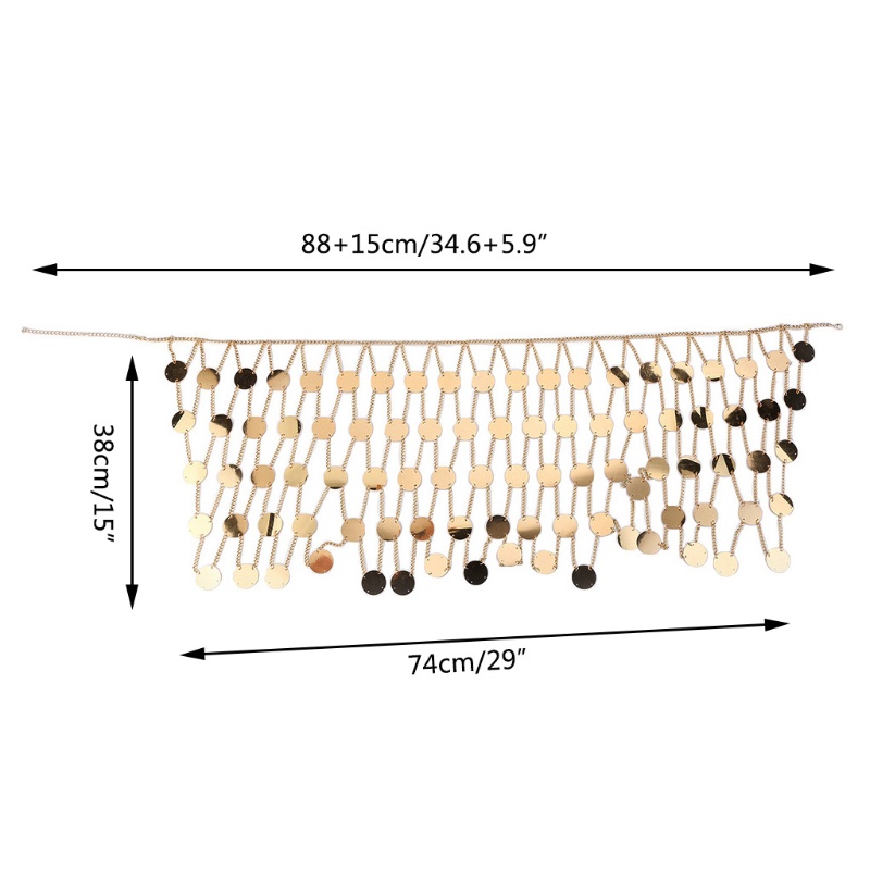 Dây xích lưới phối các điểm tròn lấp lánh đeo thắt lưng trang trí váy múa bụng / đồ bơi đi biển cho nữ