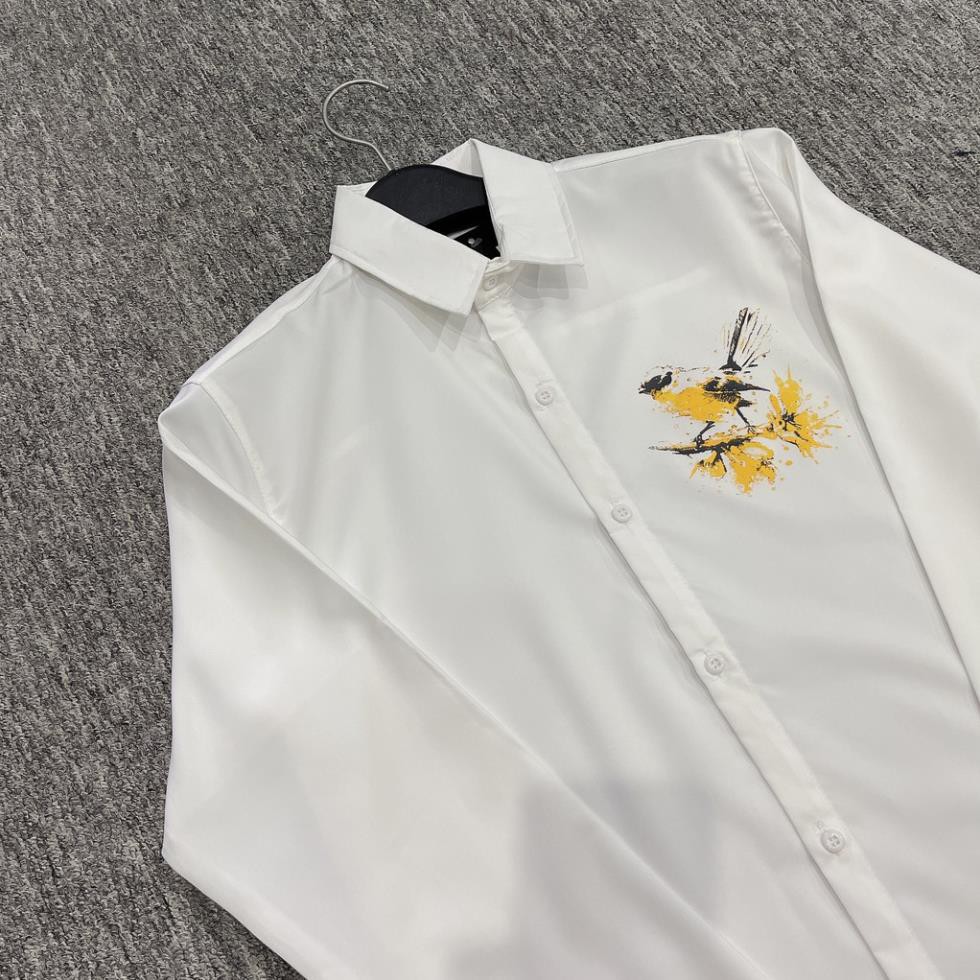 Áo sơ mi nam nữ trắng in hình họa mi, áo sơ mi nam nữ in hình dễ thương-D256 | BigBuy360 - bigbuy360.vn