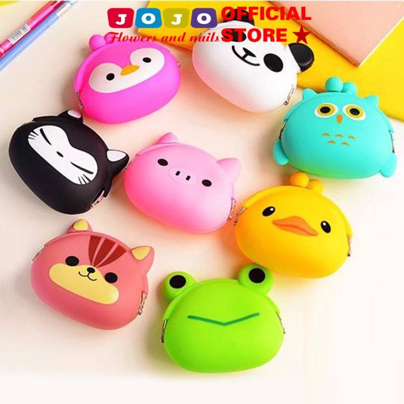 Ví bóp đựng tiền, tai nghe, son bằng silicon hình động vật hoạt hình dễ thương