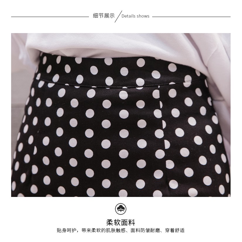 Váy midi chữ A họa tiết chấm bi đen phong cách Hàn Quốc | BigBuy360 - bigbuy360.vn