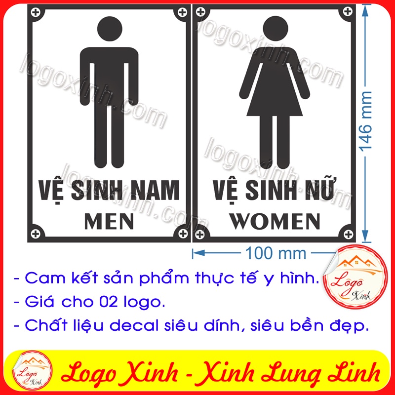 LOGO STICKER TEM BIỂN CHỈ DẪN NHÀ VỆ SINH NAM NỮ, TOILET WC RESTROOM, CHỈ DẪN KHU VỆ SINH