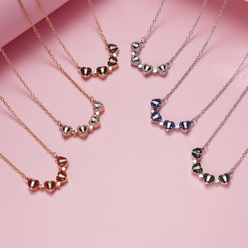 Dây chuyền mặt hình trái tim đính đá nhiều màu sắc sang trọng thời trang