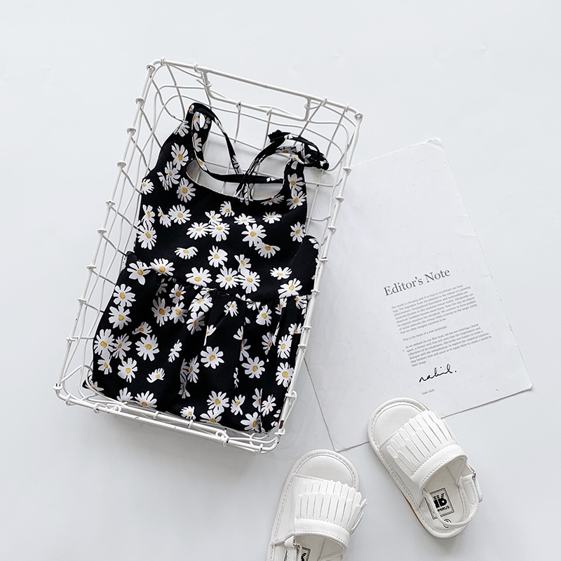 Đầm Hoa Hai Dây Thời Trang Mùa Hè Hàn Quốc Đáng Yêu Dành Cho Bé Gái 0-7 Tuổi