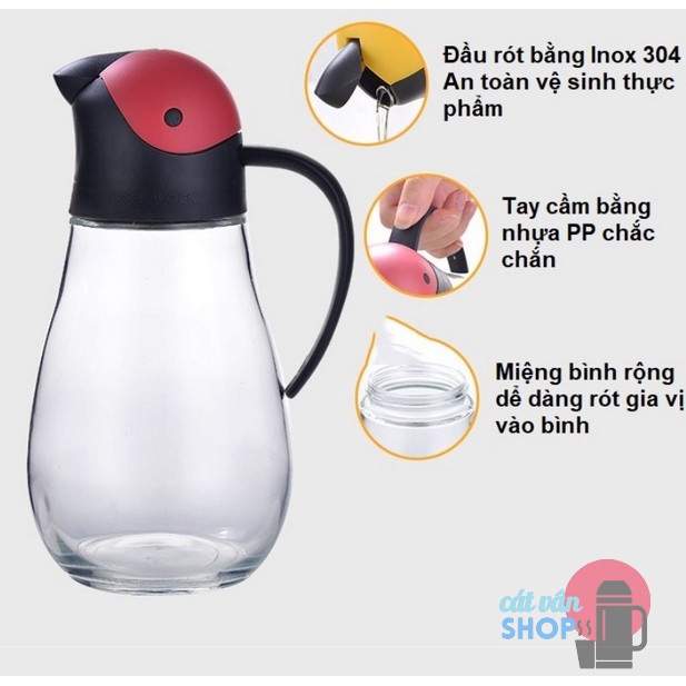 [Có Video] Bình dầu tự động mở nắp Lock&amp;Lock Pecker Oil Bottle 550ml CKO201