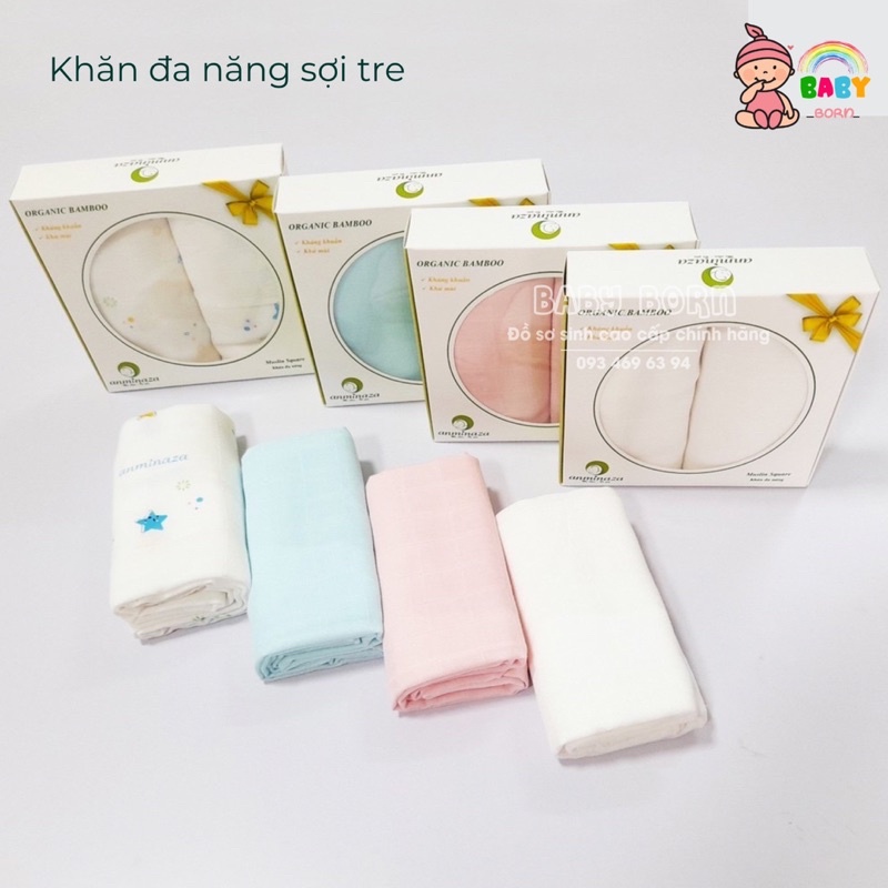 Anminaza - Khăn tắm đa năng sợi tre mềm mịn, thấm hút, kháng khuẩn 92*92cm/ 120*120cm