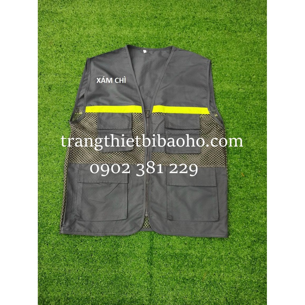 Áo ghi lê gió phản quang kỹ sư, công nhân vải dù phối lưới 5 túi - 6 màu lựa chọn
