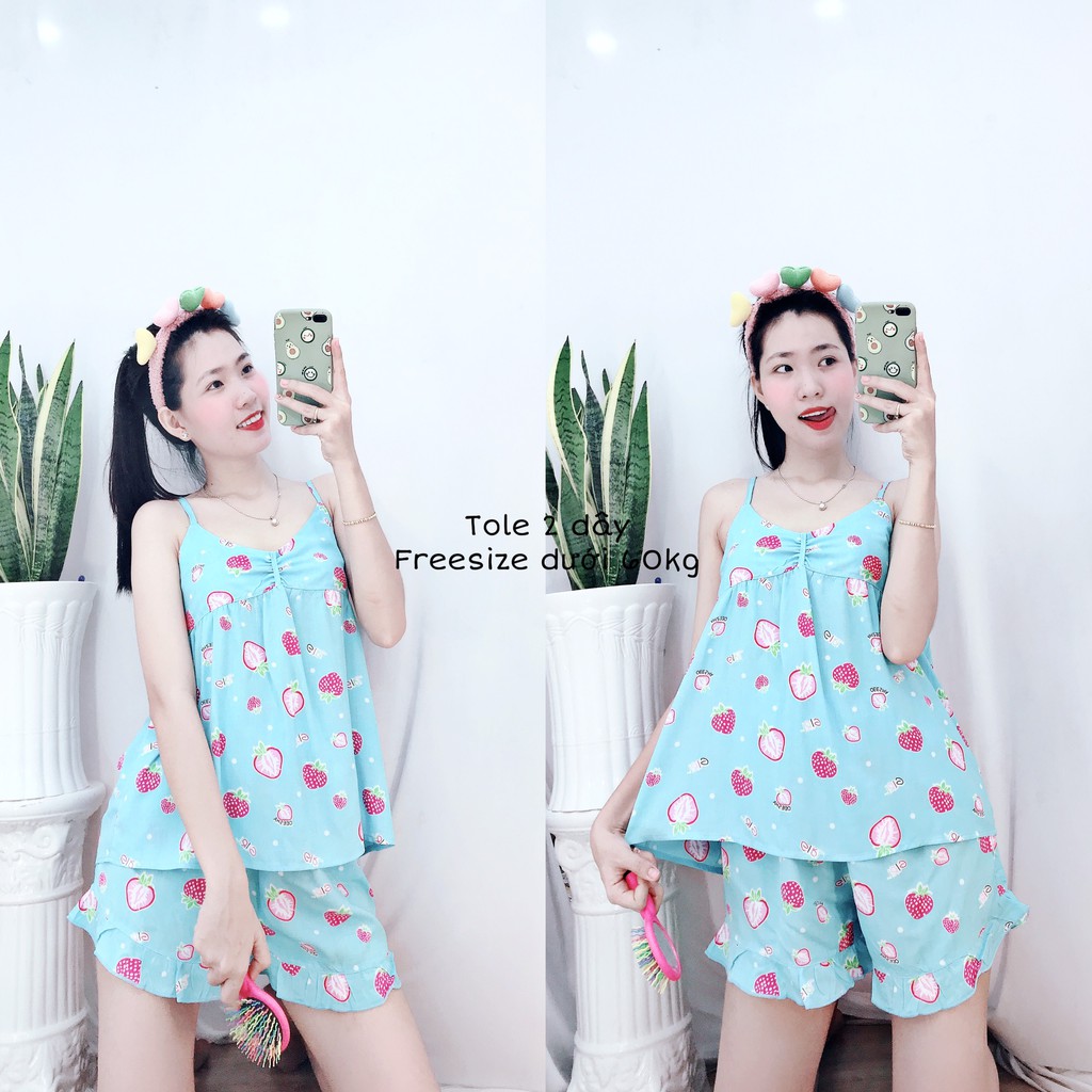 Đồ Ngủ Lụa Nữ Tole Pijama Mặc Nhà 2 Dây Cá Tính Xinh | BigBuy360 - bigbuy360.vn