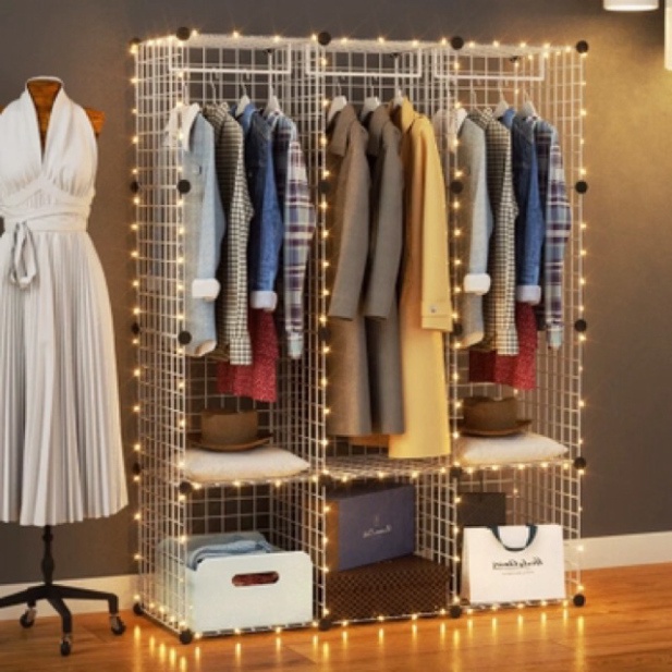 TỦ LƯỚI SẮT / THÉP LẮP GHÉP DECOR, ĐỂ ĐỒ ĐA NĂNG THÔNG MINH (Tặng chốt, bán theo tấm)