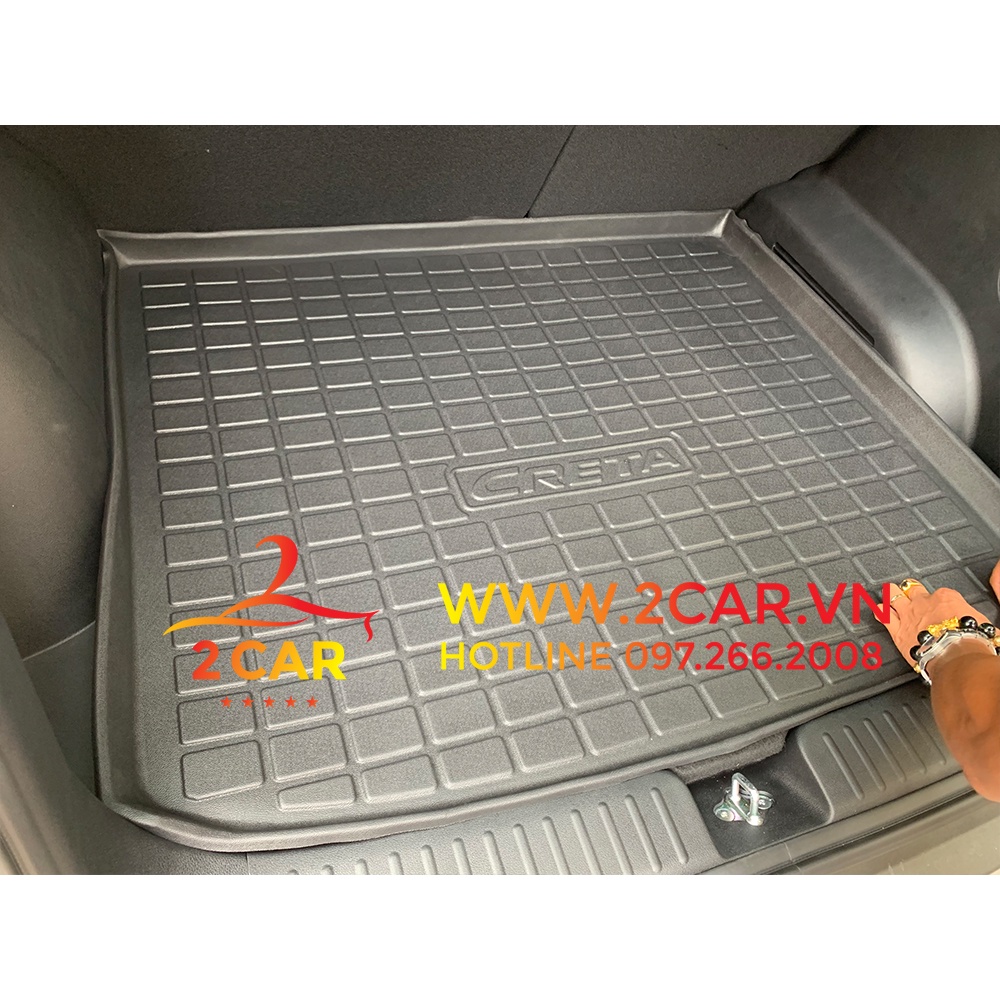 Lót cốp xe Huyndai Creta 2022- 2023 nhựa dẻo cao cấp, không mùi, không thấm nước - Mẫu không tai LCN-HU003
