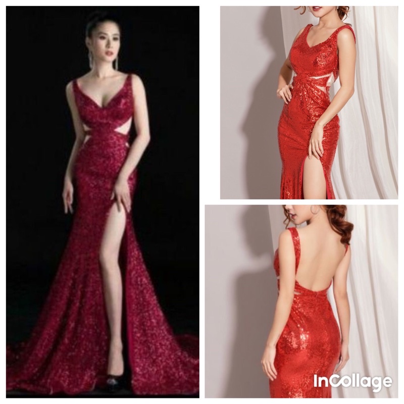 Đầm dạ hội kim sa cao cấp kèm ảnh thật (đầm dự tiệc cao cấp) tặng hoa tai thời trang xinh xắn