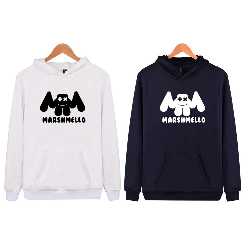 Áo thun khoác ngoài tay dài có mũ trùm trang trí chữ Marshmello sành điệu
