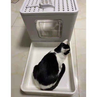 Nhà vệ sinh cho mèo có ngăn kéo khép kín có cửa vào ra riêng chống văng cát kèm xẻng Boxy Petoka