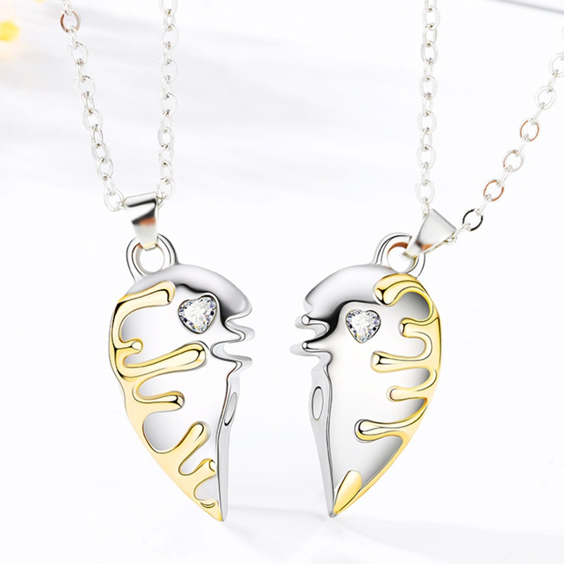 Flgo Set 2 Vòng cổ Nam Châm Mặt Hình Trái Tim Sáng Tạo Cho Cặp Đôi