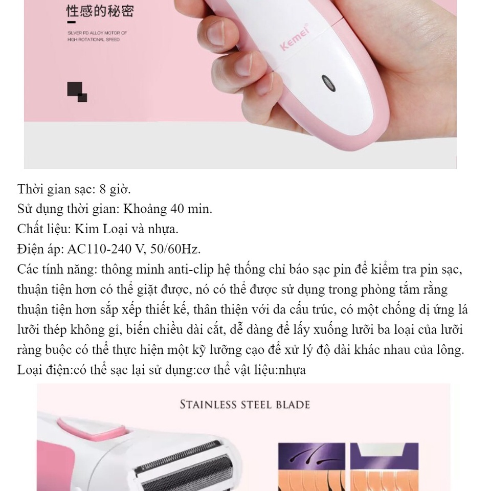 Máy cạo lông toàn thân đa năng KEMEI Km - 5001, lông nách, bikini, tay và chân