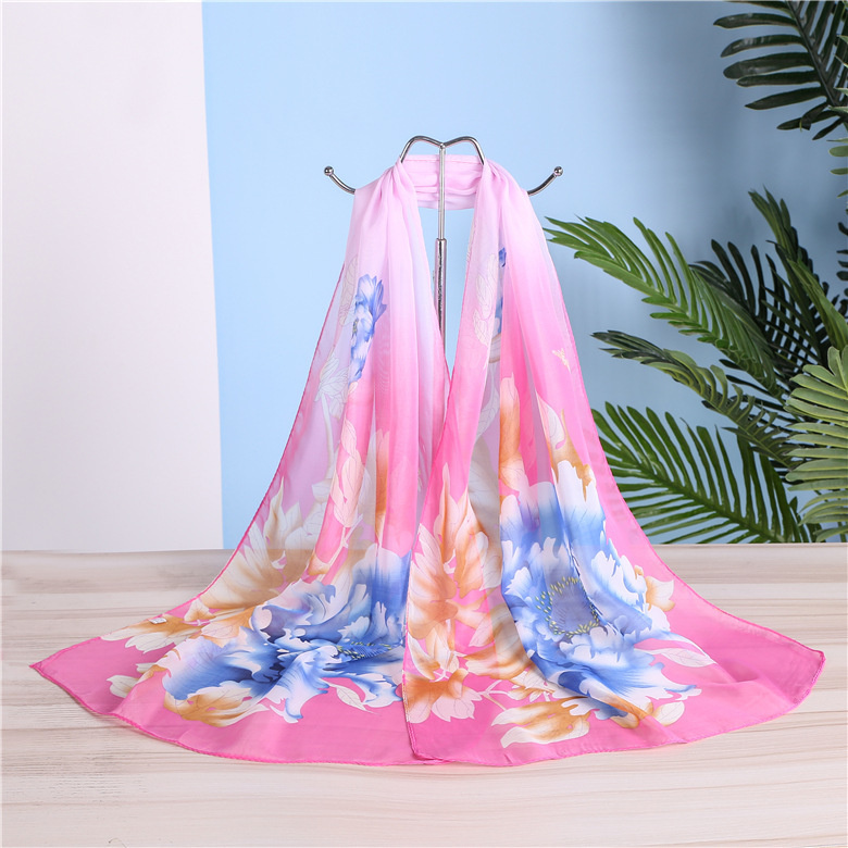 Khăn Choàng Lụa Chiffon Mỏng In Họa Tiết Thời Trang Hàn Quốc