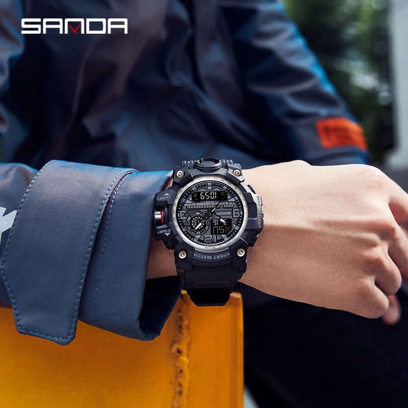 Đồng Hồ Quartz Điện Tử SANDA 2022 G Chống Thấm Nước 50M Phong Cách Quân Đội 3133