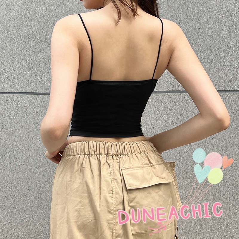 DUNEA Áo Croptop Hai Dây Kiểu Dáng Quyến Rũ Cho Nữ