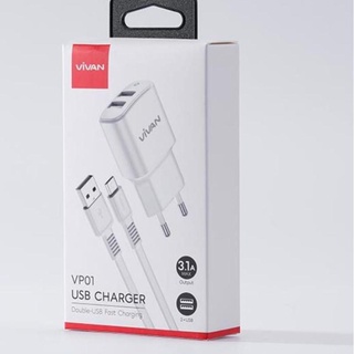 Củ Sạc Nhanh Hai Cổng USB 3.1A Vivan VP01