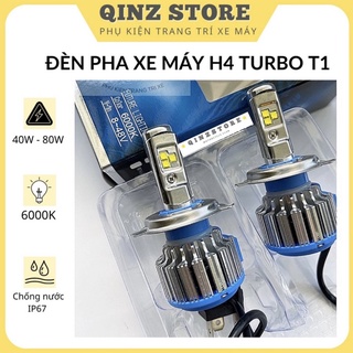 Đèn pha led xe máy h4 turbo t, đèn pha xe máy đèn siêu sáng qinstore