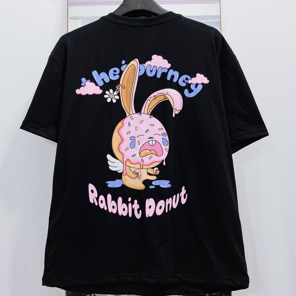 Áo thun tay lỡ YAYSHOP phông unisex nam nữ chất cotton co giãn mềm mịn in RABBIT DONUT cực đáng yêu