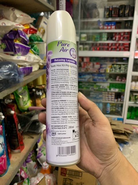 Xịt phòng pure air hương chanh xả/lavender/hoa lài/hoa hồng thơm phòng diệt muỗi 280ml