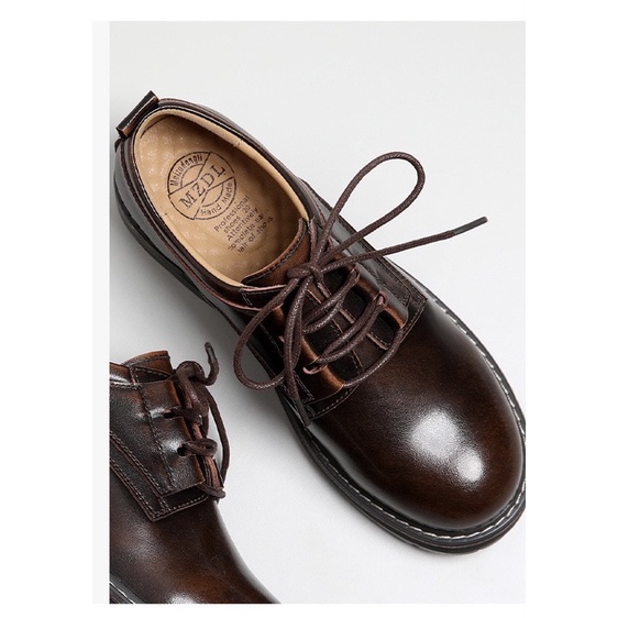 Giày nữ da bò thật vintage cao cấp handmade