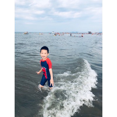 ( HẾT HÀNG )Bộ bơi đồ bơi bé trai liền khủng long đỏ kèm mũ 8- 25kg