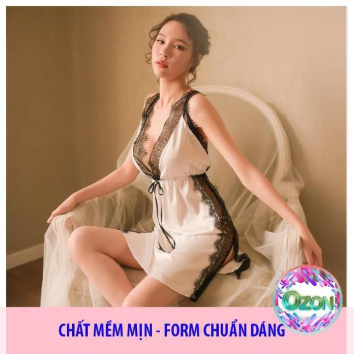 Váy Ngủ Sexy Lụa Satin Xẻ Tà Cao Cấp - B1028
