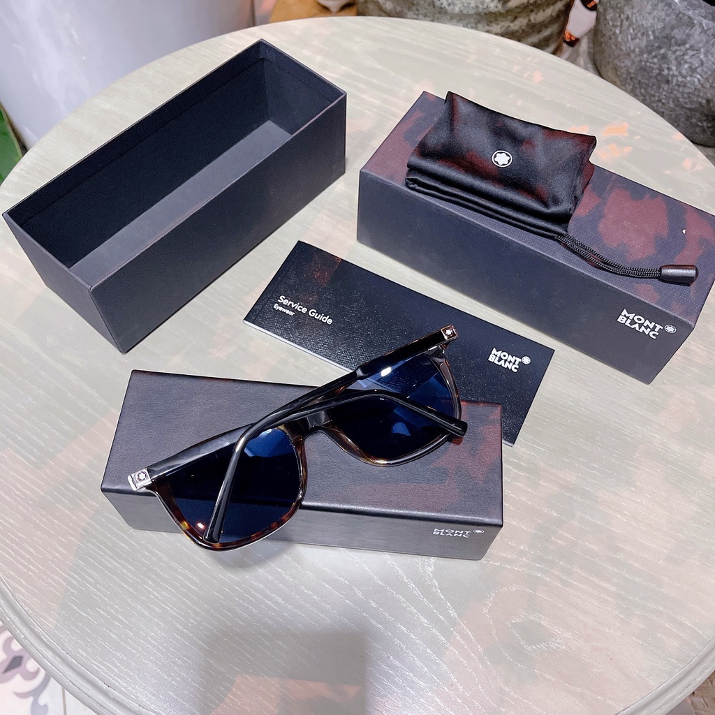 Kính mát MontBlanc mắt xanh, viền havana MB647S